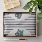 ヴィンテージブルークリスマスツリートラックティッシュペーパー 薄葉紙 (ギフト)