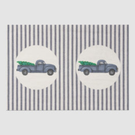 ヴィンテージブルークリスマスツリートラックティッシュペーパー 薄葉紙