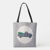 ヴィンテージブルークリスマスツリートラックトートバッグ トートバッグ (裏面)