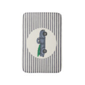 ヴィンテージブルークリスマスツリートラックバスマット バスマット (正面縦)