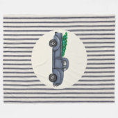 ヴィンテージブルークリスマスツリートラックラージブランケット フリースブランケット (正面(横))