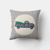 ヴィンテージブルークリスマスツリートラック装飾用クッション クッション (裏面)