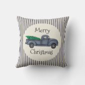 ヴィンテージブルークリスマスツリートラック クッション (裏面)