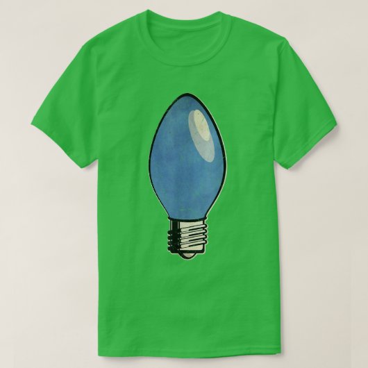 ヴィンテージブルークリスマスツリー電球 Tシャツ (デザイン正面)