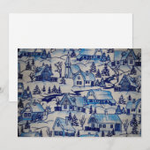 ヴィンテージブルークリスマスホリデービレッジ シーズンカード (正面/裏面)