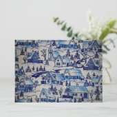 ヴィンテージブルークリスマスホリデービレッジ シーズンカード (スタンド正面)