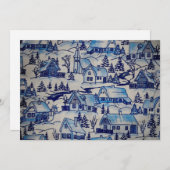 ヴィンテージブルークリスマスホリデービレッジ シーズンカード (正面/裏面)