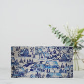 ヴィンテージブルークリスマスホリデービレッジ シーズンカード (スタンド正面)