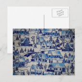 ヴィンテージブルークリスマスホリデービレッジ シーズンポストカード (正面/裏面)