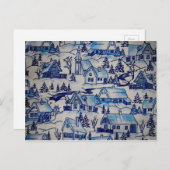 ヴィンテージブルークリスマスホリデービレッジ シーズンポストカード (正面/裏面)