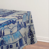 ヴィンテージブルークリスマスホリデービレッジ テーブルクロス (インサイチュ)