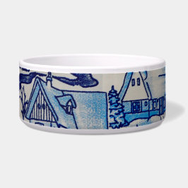 ヴィンテージブルークリスマスホリデービレッジ ボウル