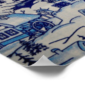 ヴィンテージブルークリスマスホリデービレッジ ポスター (角)