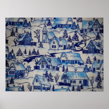 ヴィンテージブルークリスマスホリデービレッジ