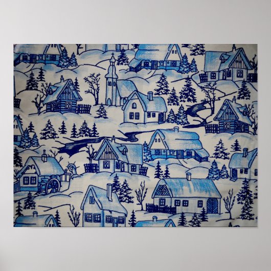 ヴィンテージブルークリスマスホリデービレッジ ポスター (正面)