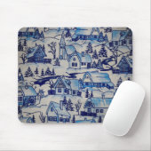 ヴィンテージブルークリスマスホリデービレッジ マウスパッド (マウス)