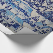 ヴィンテージブルークリスマスホリデービレッジ ラッピングペーパー (角)