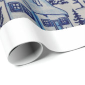 ヴィンテージブルークリスマスホリデービレッジ ラッピングペーパー (ロールコーナー)