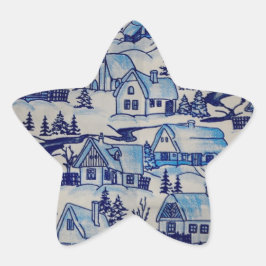 ヴィンテージブルークリスマスホリデービレッジ 星シール