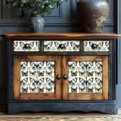 ヴィンテージブルークリームシャビーシックな蝶のデコップページ 薄葉紙