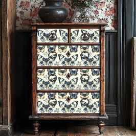 ヴィンテージブルークリームシャビーシックな蝶のデコップページ 薄葉紙