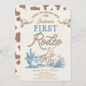 ヴィンテージブルーグリーンカウボーイファーストRodeo 1st誕生日 招待状 (正面/裏面)