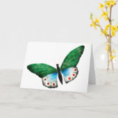 ヴィンテージブルーグリーンバタフライイラストレーション カード (黄色い花)