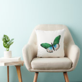 ヴィンテージブルーグリーンバタフライイラストレーション クッション (椅子)