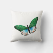 ヴィンテージブルーグリーンバタフライイラストレーション クッション (裏面)