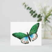 ヴィンテージブルーグリーンバタフライイラストレーション ポストカード (スタンド正面)