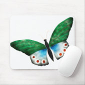 ヴィンテージブルーグリーンバタフライイラストレーション マウスパッド (マウス)