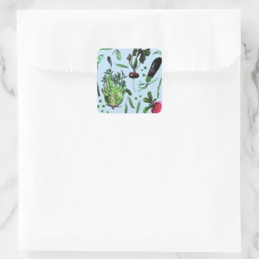 ヴィンテージブルーグリーンベジタブルガーデンウォーター色 スクエアシール (バッグ)