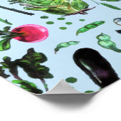 ヴィンテージブルーグリーンベジタブルガーデンウォーター色 ポスター (角)