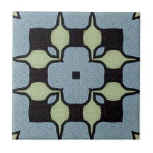 ヴィンテージブルーグリーン幾何学模様