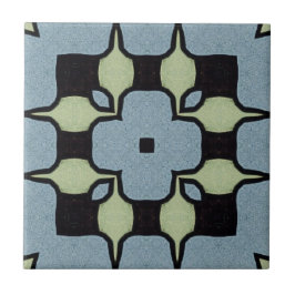 ヴィンテージブルーグリーン幾何学模様 タイル