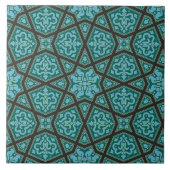 ヴィンテージブルーグレーアラビアエジプト幾何学模様 タイル (正面)