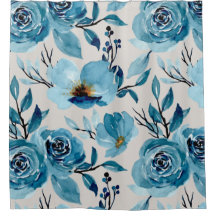 ヴィンテージブルーグレーシャワーカーテン