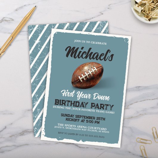 ヴィンテージブルーサッカーの最初の誕生日パーティー 招待状