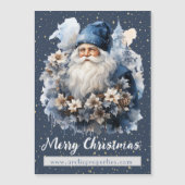 ヴィンテージブルーサンタホリデイマグネティックカード (正面)