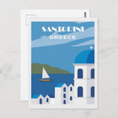 ヴィンテージブルーサントリーニギリシャ旅行 ポストカード (正面/裏面)