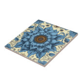 ヴィンテージブルーサンフラワーアート タイル (側面)