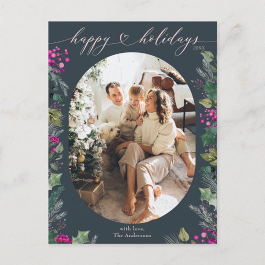 ヴィンテージブルーシック家族写真 シーズンポストカード (正面)