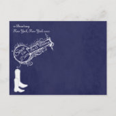 ヴィンテージブルーシャルボードカウボーイ日付を保存 案内ポストカード (裏面)