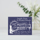 ヴィンテージブルーシャルボードカウボーイ日付を保存 案内ポストカード (スタンド正面)