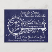 ヴィンテージブルーシャルボード日付の保存 案内ポストカード (正面)