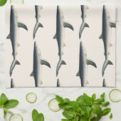 ヴィンテージブルーシャーク、水中競技海マリンライフ キッチンタオル (折り畳み)