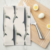 ヴィンテージブルーシャーク、水中競技海マリンライフ キッチンタオル (四つ折り)