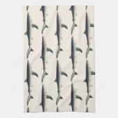 ヴィンテージブルーシャーク、水中競技海マリンライフ キッチンタオル (縦)