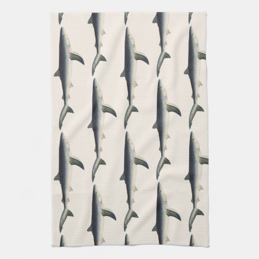 ヴィンテージブルーシャーク、水中競技海マリンライフ キッチンタオル (縦)