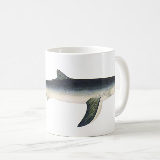 ヴィンテージブルーシャーク、水中競技海マリンライフ コーヒーマグカップ (正面右)